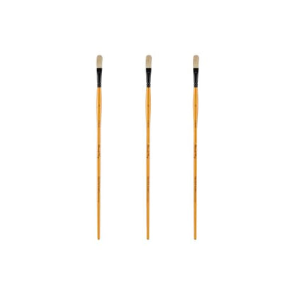 Mimik Hog Professional Synthetic Hog Bristle Paint Brush - Versatile Alternative to Natural Hog Hair Paint Brushes for Oil Painting, Acrylics, Inks, Dyes, Gauce & Watercolors- Filbert # 3-3 Pack - size: Filbert # 3
