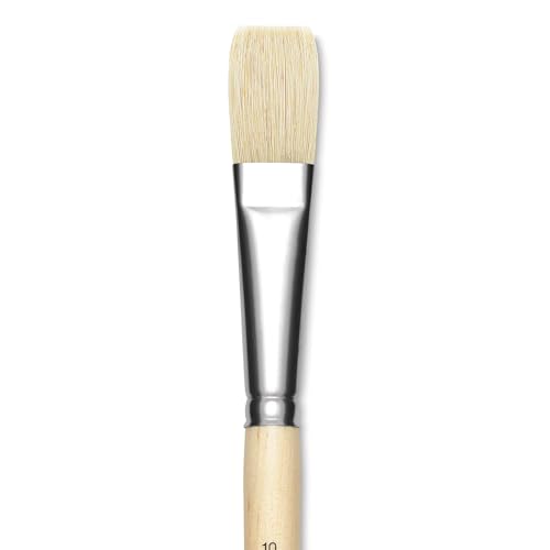 Utrecht Rhenish Pure Hog Bristle Brush - Flat, Size 10, Long Handle