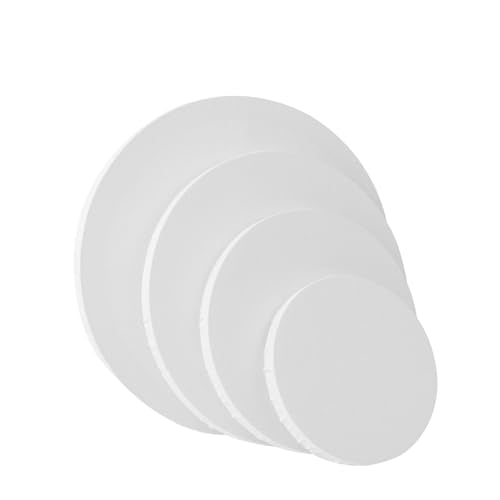 TRANSON 4 Sizes Round Shaped Stretched Canvas Primed Ready for Painting - size: Round 4PCS