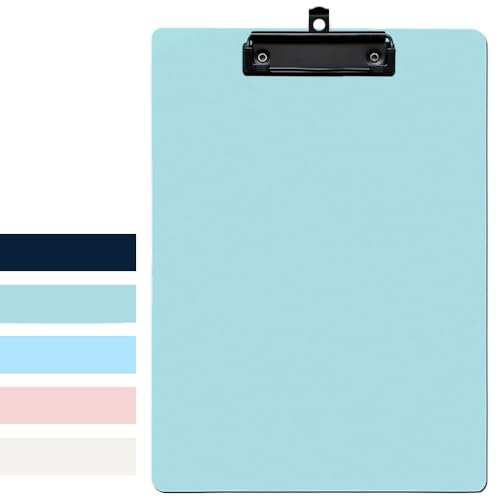 1Pcs Clipboard,8.8" x 12.4" Plastic Clipboards Folder for Office Supplies,Low-Profile Metal Clip with Retractable Hanging Hole,Portable Writing Drawing Letter Size Clip Board for Nurse,Light Green - color: Light Green