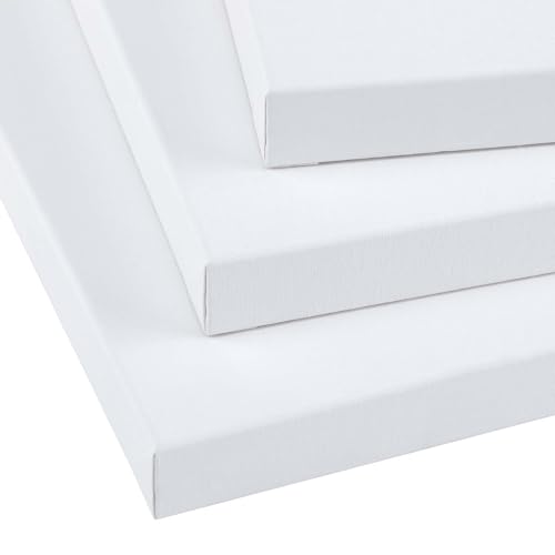 Creative Inspirations Stretched Canvas 4 Pack - 1-1/2" Deep, 8x8", 11oz Sealed & Double-Primed Cotton Canvases, Pine Stretcher Frame, Archival All-Media Primer - Alkyd, Acrylic & Oil Painting - size: 8x8"