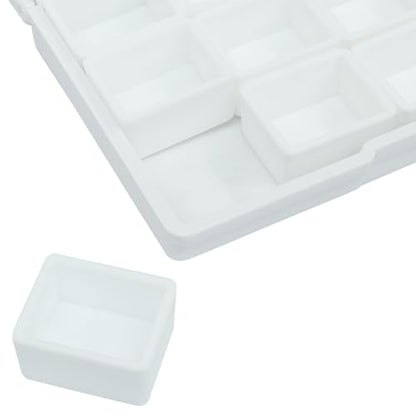 Piutouyar Portable Paint Palette Box, 12 Wells Watercolor Folding Palette Box with Lid for Watercolor