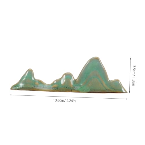 Ceramic Calligraphy Brush Holder with Mountain Shape and Nonskid Base, Green Paint Brush Drying Rack for Painting and Everyday Writing, Artistic Nature-inspired Pen Rest Stand