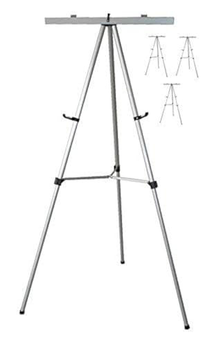 Lightweight Aluminum Flip-Chart Presentation Easel, Silver (4 Pack) - color: Silver, size: 4 Easels