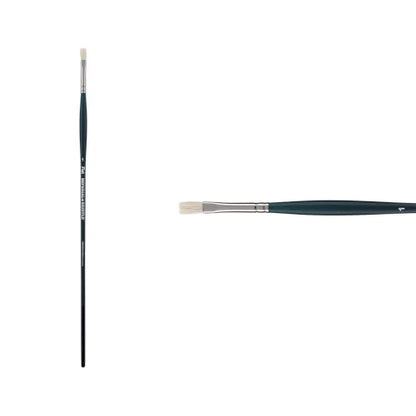 Creative Mark Imperial Professional Chungking Hog Bristle Brush - Flat # 1, Handmade Long Handle Oil Paint Brushes for Artists, Nickel-Plated Brass Ferrules, Stiff Yet Soft Natural Bristles - size: #1