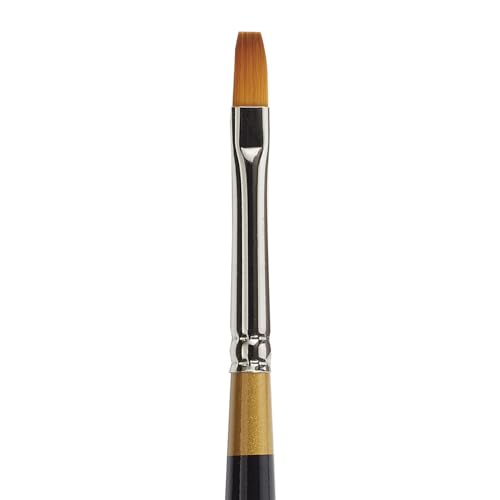 KINGART Premium Original Gold 9300-4 Flat Shader Series Artist Brush, Golden Taklon Synthetic Hair, Short Handle, for Acrylic, Watercolor, Oil and Gouache Painting, Size 4 - size: 4
