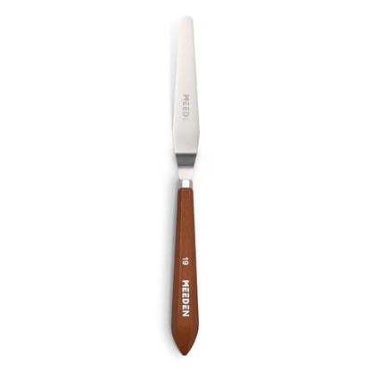 MEEDEN Artist Oil Painting Knife: 9.92" Flexible Stainless Steel Art Pallet Scraper Knife with Wooden Handle for Color Mixing, Spreading, Scratching, #19 - style: #19