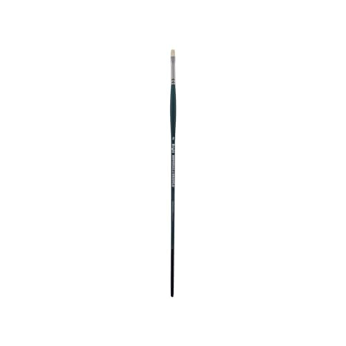 Creative Mark Imperial Professional Chungking Hog Bristle Brush - Bright # 2, Handmade Long Handle Oil Paint Brushes for Artists, Nickel-Plated Brass Ferrules, Stiff Yet Soft Natural Bristles - size: #2