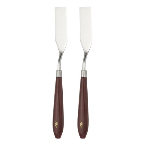 HARFINGTON 2pcs Palette Knife Painting Tool 2.95" x 0.79" Stainless Steel Art Spatula Pallet Knives Scrapers Tools with Plastic Handle for Acrylic Oil Canvas Mixing Spreading, Red/Silver - size: 2.95" x 0.79"