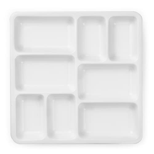 MEEDEN 8-Well Ceramic Artist Paint Palette, Square Porcelain Watercolor Palette, White Ceramic Mixing Tray for Gouache Painting, Oil Painting, Acrylic Painting & Tempera Painting, 7"× 7"× 0.9" - size: 8 Wells
