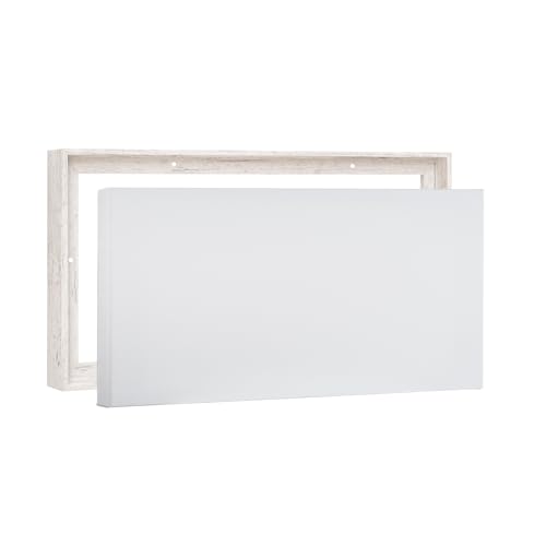PIXY CANVAS Value Pack of 8x10 Stretched Canvas 1-1/2 (1.5) inch deep and Floater Frame for Your Paintings/Artwork/Wall Art/Wall Decor (Distressed White, 8 x 10 inch, Landscape) - color: Distressed White, size: 8 x 10 inch