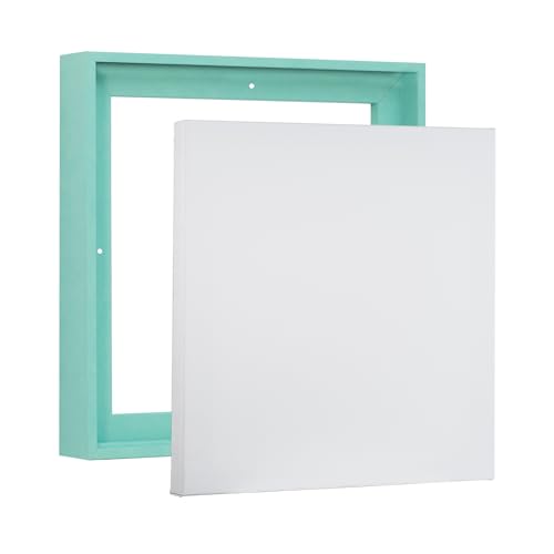 PIXY CANVAS Value Pack of 8x8 Stretched Canvas 1-1/2 (1.5) inch deep and Floater Frame for Your Paintings/Artwork/Wall Art/Wall Decor (Lucite Green, 8 x 8 inch, Square) - color: Lucite Green, size: 8 x 8 inch
