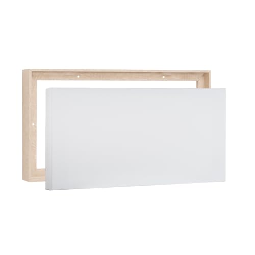 PIXY CANVAS Value Pack of 8x10 Stretched Canvas 1-1/2 (1.5) inch deep and Floater Frame for Your Paintings/Artwork/Wall Art/Wall Decor (Nordic White Oak, 8 x 10 inch, Landscape) - color: Nordic White Oak, size: 8 x 10 inch