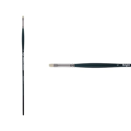 Creative Mark Imperial Professional Chungking Hog Bristle Brush - Bright # 1, Handmade Long Handle Oil Paint Brushes for Artists, Nickel-Plated Brass Ferrules, Stiff Yet Soft Natural Bristles - size: #1