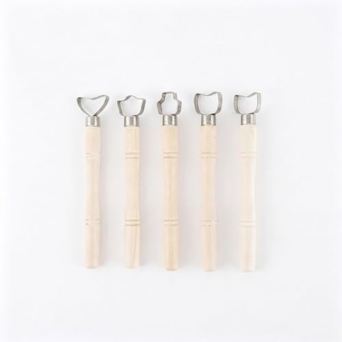 Wooden Pottery Trimming Tools, 5-Piece Sculpting Set for Clay Shaping and Detailing, Handheld Carving Kit for Wheel Throwing and Hand Building (Set of 5) - color: Brown