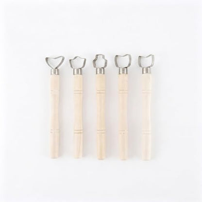 Wooden Pottery Trimming Tools, 5-Piece Sculpting Set for Clay Shaping and Detailing, Handheld Carving Kit for Wheel Throwing and Hand Building (Set of 5) - color: Brown
