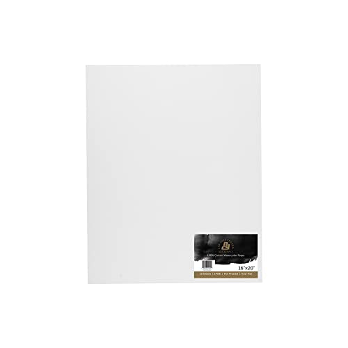 New York Central Watercolor Paper - 16x20-5 Packs of 10-50 Total Sheets, 140 lb. Hot Press - 100% Cotton, Acid-Free, Archival Quality, Bright White Watercolor Paper Pad for Wet & Dry Media - size: 16x20"