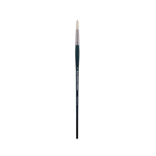 Creative Mark Imperial Professional Chungking Hog Bristle Brush - Round # 8, Handmade Long Handle Oil Paint Brushes for Artists, Nickel-Plated Brass Ferrules, Stiff Yet Soft Natural Bristles - size: #8