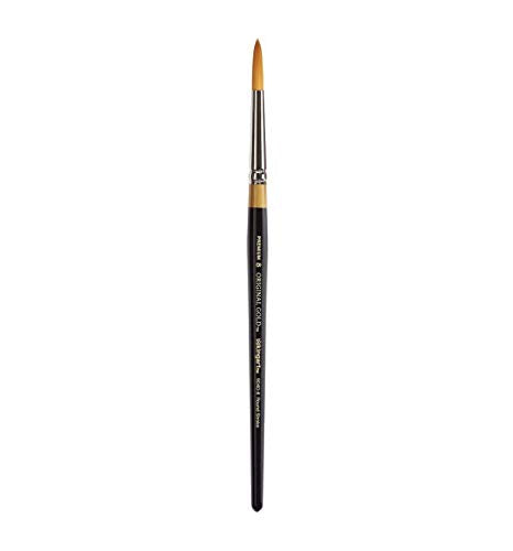 KINGART Premium Original Gold 9040-8 Round Stroke Series Artist Brush, Golden Taklon Synthetic Hair, Short Handle, for Acrylic, Watercolor, Oil and Gouache Painting, Size 8 - size: 8