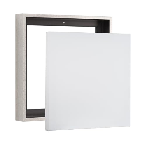 PIXY CANVAS Value Pack of 8x8 Stretched Canvas 1-1/2 (1.5) inch deep and Floater Frame for Your Paintings/Artwork/Wall Art/Wall Decor (Antique Silver, 8 x 8 inch, Square) - color: Antique Silver, size: 8 x 8 inch