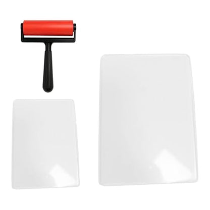 Fancyes Reusable Gel Printing Plate Monoprinting Print Plate Printmaking Supplies with Press Rubber Roller for Card Making