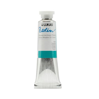 Lukas Berlin Pro Artists Water Mixable Oil Paint 37 ml Tube Turquoise, Water Soluble, Lightfast Pigments, Quick Drying, Easy Clean-Up, Eco-Friendly, Professional Quality, 40 Color Range - color: Turquoise, size: 1.25 Fl Oz (Pack of 1)