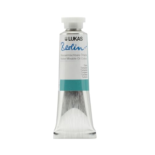 Lukas Berlin Pro Artists Water Mixable Oil Paint 37 ml Tube Turquoise, Water Soluble, Lightfast Pigments, Quick Drying, Easy Clean-Up, Eco-Friendly, Professional Quality, 40 Color Range - color: Turquoise, size: 1.25 Fl Oz (Pack of 1)
