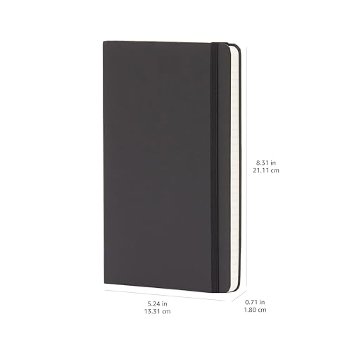Amazon Basics Classic Lined Writing Notebook for Note Taking and Journaling, Hardcover with Elastic Closure, 240 Pages, 5" x 8.25", Black - size: 1 Pack, style: Ruled