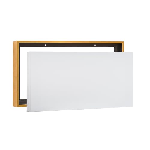 PIXY CANVAS Value Pack of 8x10 Stretched Canvas 1-1/2 (1.5) inch deep and Floater Frame for Your Paintings/Artwork/Wall Art/Wall Decor (Rustic Gold, 8 x 10 inch, Landscape) - color: Rustic Gold, size: 8 x 10 inch