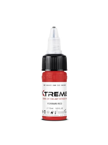 Xtreme Tattoo Ink, Versatile Medium Viscosity for Precision Tattooing, Rich Hue, Quick Healing, Acrylic-Free, Water Based and Premium Quality - Ready-to-Use Tattoo Ink (Ferrari Red, 0.5 oz) - color: Ferrari Red, size: 0.5 fl oz
