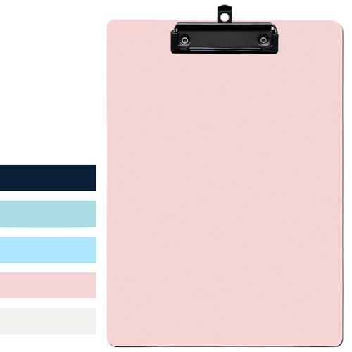 1Pcs Clipboard,8.8" x 12.4" Plastic Clipboards Folder for Office Supplies,Low-Profile Metal Clip with Retractable Hanging Hole,Portable Writing Drawing Letter Size Clip Board for Nurse,Pink - color: Pink