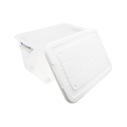Plastic Bin with Lid, 1PCS Transparent Storage Box Office Container with Lids Platic Hangers Office Storage Bins Clothes Hangers Wardrobe Sundries Organizer - size: 63*45*35cm/24.8*17.71*13.77"