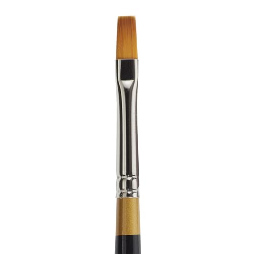 KINGART Premium Original Gold 9300-6 Flat Shader Series Artist Brush, Golden Taklon Synthetic Hair, Short Handle, for Acrylic, Watercolor, Oil and Gouache Painting, Size 6 - size: 6