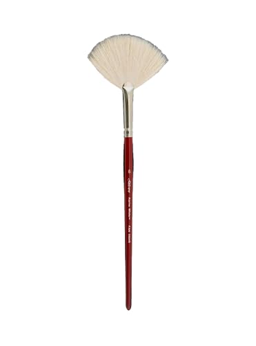 Silver Brush Limited 5504S-4 Alpine White Goat Hair Fan Paintbrush for Watercolor, Oil, Acrylic, Pastels, Charcoal & Encaustics, Size 4, Short Handle - size: 4