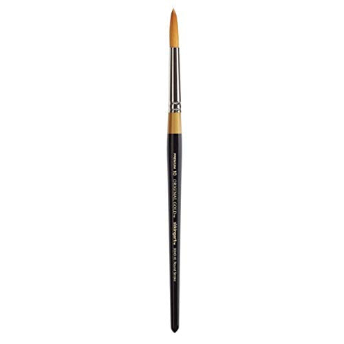 KINGART Premium Original Gold 9040-10 Round Stroke Series Artist Brush, Golden Taklon Synthetic Hair, Short Handle, for Acrylic, Watercolor, Oil and Gouache Painting, Size 10 - size: 10