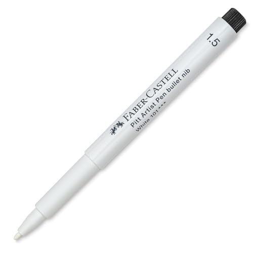 Faber-Castell Art & Graphic Pitt Artist Pen Bullet Nib 1.5 India Ink Pen, White, Single Pitt Pen, For Art, Craft, Drawing, Sketching, Home, School, University, Colouring - color: White, style: Pocket