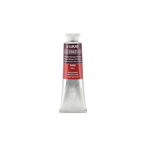 Lukas 1862 Professional German Oil Paint, Geranium Lake 37 mL - w/Beeswax & Non-Yellowing Sunflower Oil, Short Drying Time, Smooth, Outstanding Lightfastness - color: Geranium Lake, size: 1.25 Fl Oz (Pack of 1)