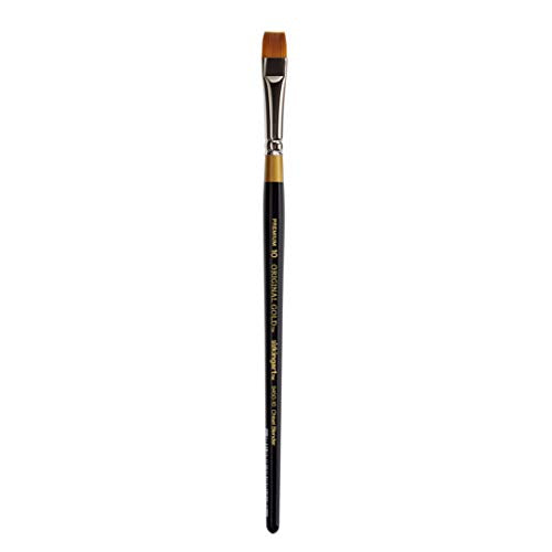 KINGART Premium Original Gold 9450-10 Chisel Blender Bright Series Artist Brush, Golden Taklon Synthetic Hair, Short Handle, for Acrylic, Watercolor, Oil and Gouache Painting, Size 10 - size: 10
