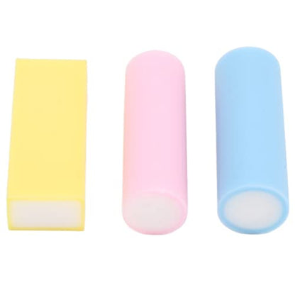 15pcs Rubber Stamps DIY Carving Blocks, Mini Cylindrical & Square Column, 3 Colors (Pink, Blue, Yellow) - Soft PVC for Easy Engraving, Signature Sculpture & Creative Craf