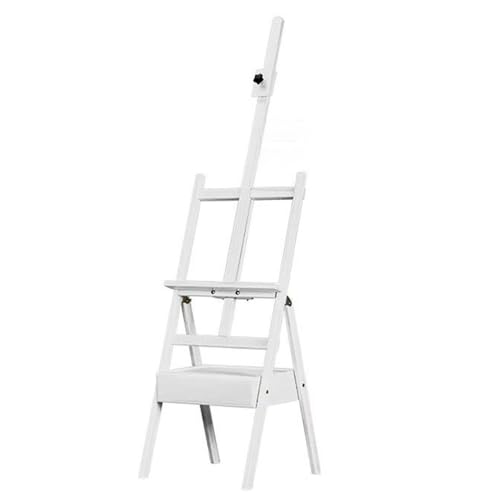 Large Wooden H-Frame Easel with Storage Drawer, Height Adjustable Art Easel Stand for Artists, Students, Studio, Painting and Display(White) - color: White