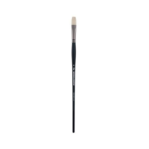 Creative Mark Imperial Professional Chungking Hog Bristle Brush - Flat # 8, Handmade Long Handle Oil Paint Brushes for Artists, Nickel-Plated Brass Ferrules, Stiff Yet Soft Natural Bristles - size: #8