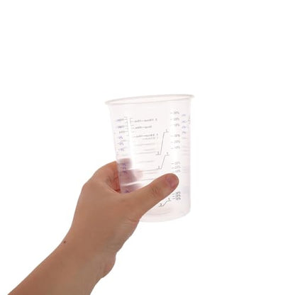 50set Measuring Mixing Cup, 600ml Disposable Graduated Cup, Clear Resin Epoxy Paint Mixing Beaker with Wood Stirring Sticks for Resin, Laboratory