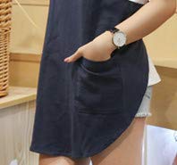 Shortened Design Apron, Japanese Style Soft Cotton Linen Apron with Two Side Pockets, X Cross Halter Aprons, Kitchen Cooking Clothes Gift for Women DIY Project, Crafting, Cooking, Baking(Navy Blue) - color: Navy Blue, style: 1# Style-rounded Edge