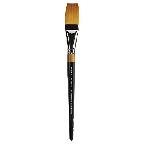 KINGART Premium Original Gold 9100-1 ONE Stroke Series Artist Brush, Golden Taklon Synthetic Hair, Short Handle, for Acrylic, Watercolor, Oil and Gouache Painting, Size 1" - size: Single - 1"