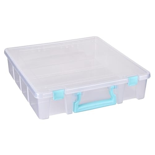 ArtBin Super Satchel 1 Compartment Box Clear Craft Organizer Storage Case - color: Aqua Accents, size: 1 Pack