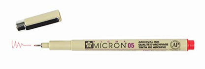 Sakura Pigma Micron - Pigment Fineliners - 0.5mm - Red [Pack of 3]