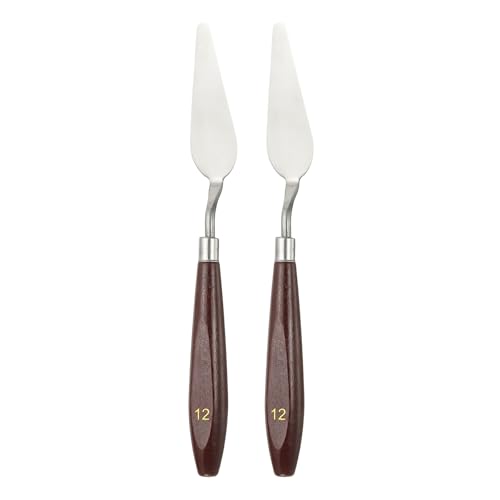 HARFINGTON 2pcs Palette Knife Painting Tool 2.83 x 0.91 Stainless Steel Art Spatula Pallet Knives Scrapers Tools with Beech Wood Handle for Acrylic Oil Canvas Mixing Spreading, Red/Silver - size: 2.83" x 0.91"