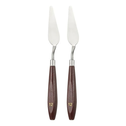 HARFINGTON 2pcs Palette Knife Painting Tool 2.83 x 0.91 Stainless Steel Art Spatula Pallet Knives Scrapers Tools with Beech Wood Handle for Acrylic Oil Canvas Mixing Spreading, Red/Silver - size: 2.83" x 0.91"