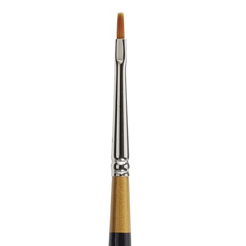 KINGART Premium Original Gold 9300-10/0 Flat Shader Series Artist Brush, Golden Taklon Synthetic Hair, Short Handle, for Acrylic, Watercolor, Oil and Gouache Painting, Size 10/0 - size: 10/0