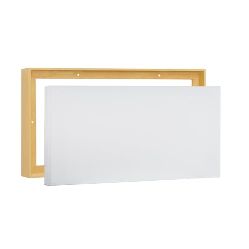 PIXY CANVAS Value Pack of 8x10 Stretched Canvas 1-1/2 (1.5) inch deep and Floater Frame for Your Paintings/Artwork/Wall Art/Wall Decor (Light Maple, 8 x 10 inch, Landscape) - color: Light Maple, size: 8 x 10 inch